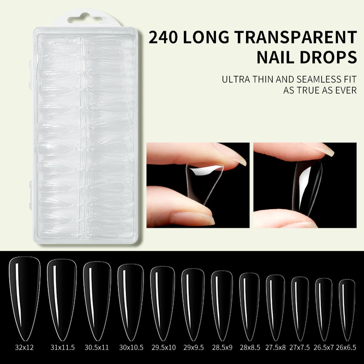 240 PCS Nail Tip, Clear Extensions for Effortless Gel Lengthening
