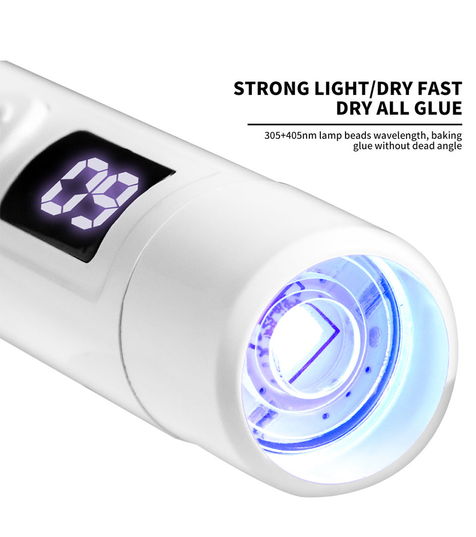 Pink LED Nail Lamp Kit – Handheld UV Light with 360° Rotating Stand for Gel Nails & Tips