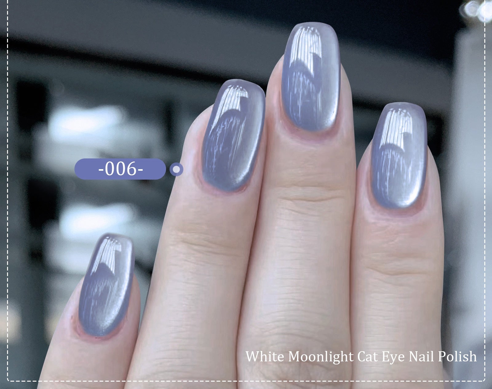 White Moonlight Ceramic Cat Eye Gel - Crystal White Winter Nails
