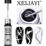 Gel metálico de alta densidad de 5 ml: delineador y gel artístico para diseño de uñas