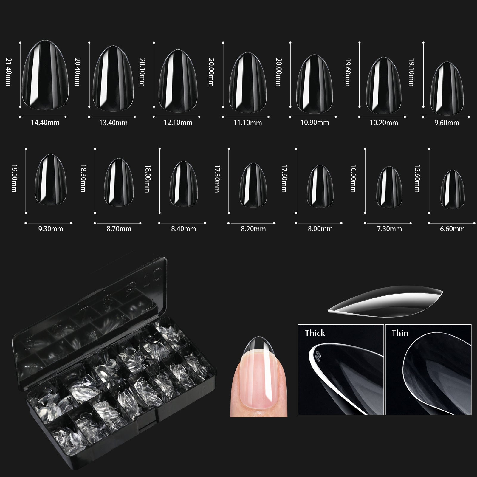 Shaped Transparent Nail Tips — Seamless Salon-Quality Press-Ons