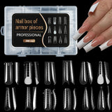 Moldes de extensión de uñas variados para Halloween: 12 diseños, incluyendo moldes de cristal con estampado de serpiente y cobertura total.