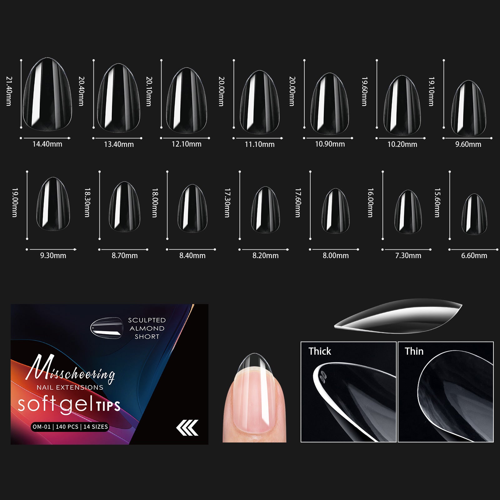 Arch-Shaped Transparent Nail Tips — Flawless, Seamless Salon-Quality Press-Ons