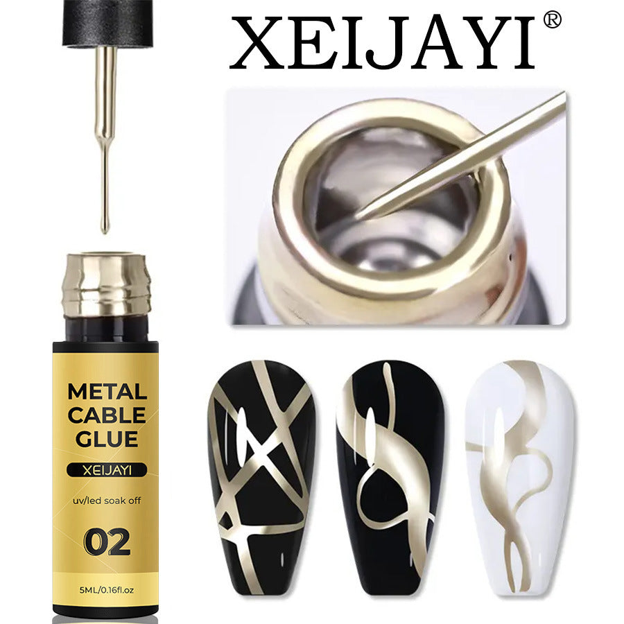 5ml Metallic Nail Line Gel - High-Density Metal Effect for Nail Art & Edge Design