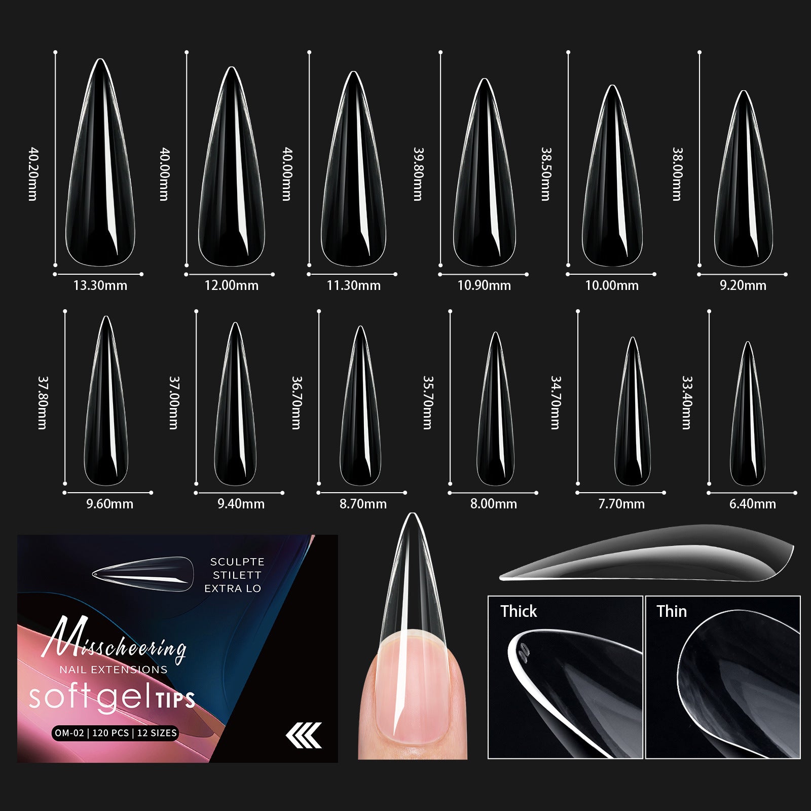 Arch-Shaped Transparent Nail Tips — Flawless, Seamless Salon-Quality Press-Ons