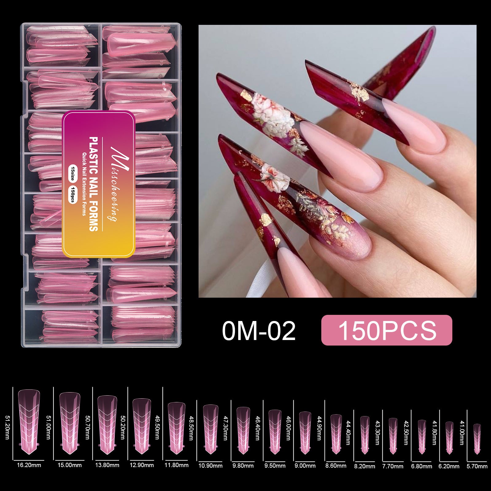 150PCS Pink Crystal Nail Forms — Fast, Flawless, Salon-Perfect Extensions