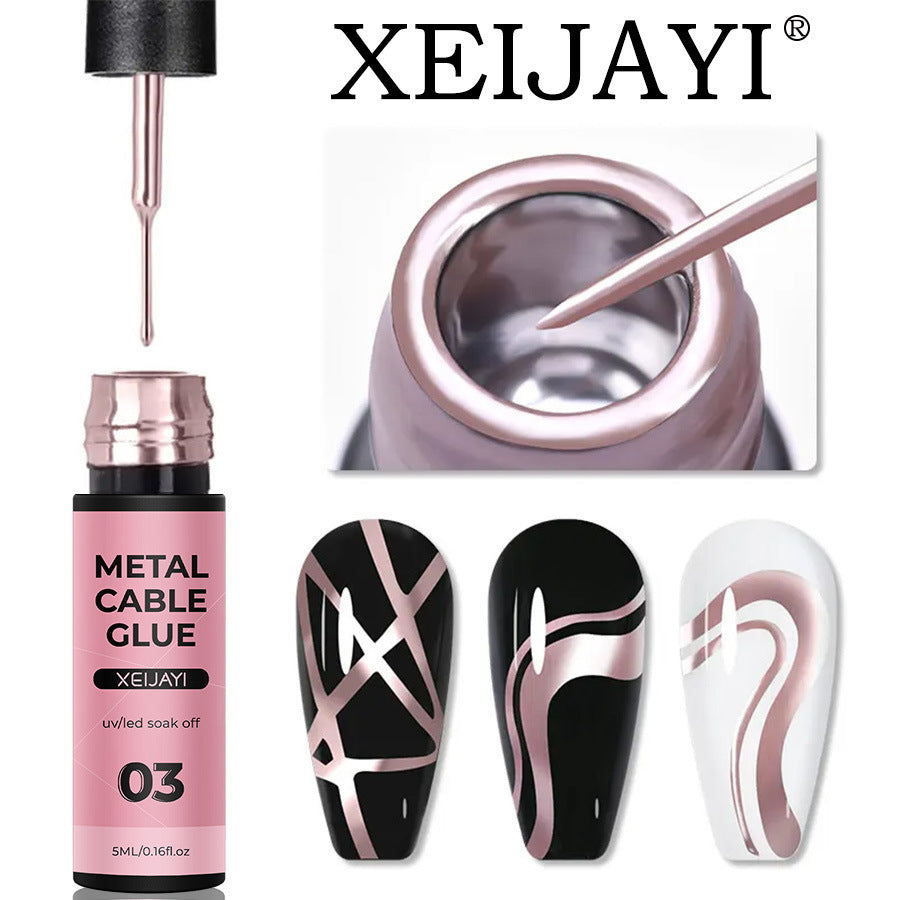 5ml Metallic Nail Line Gel - High-Density Metal Effect for Nail Art & Edge Design