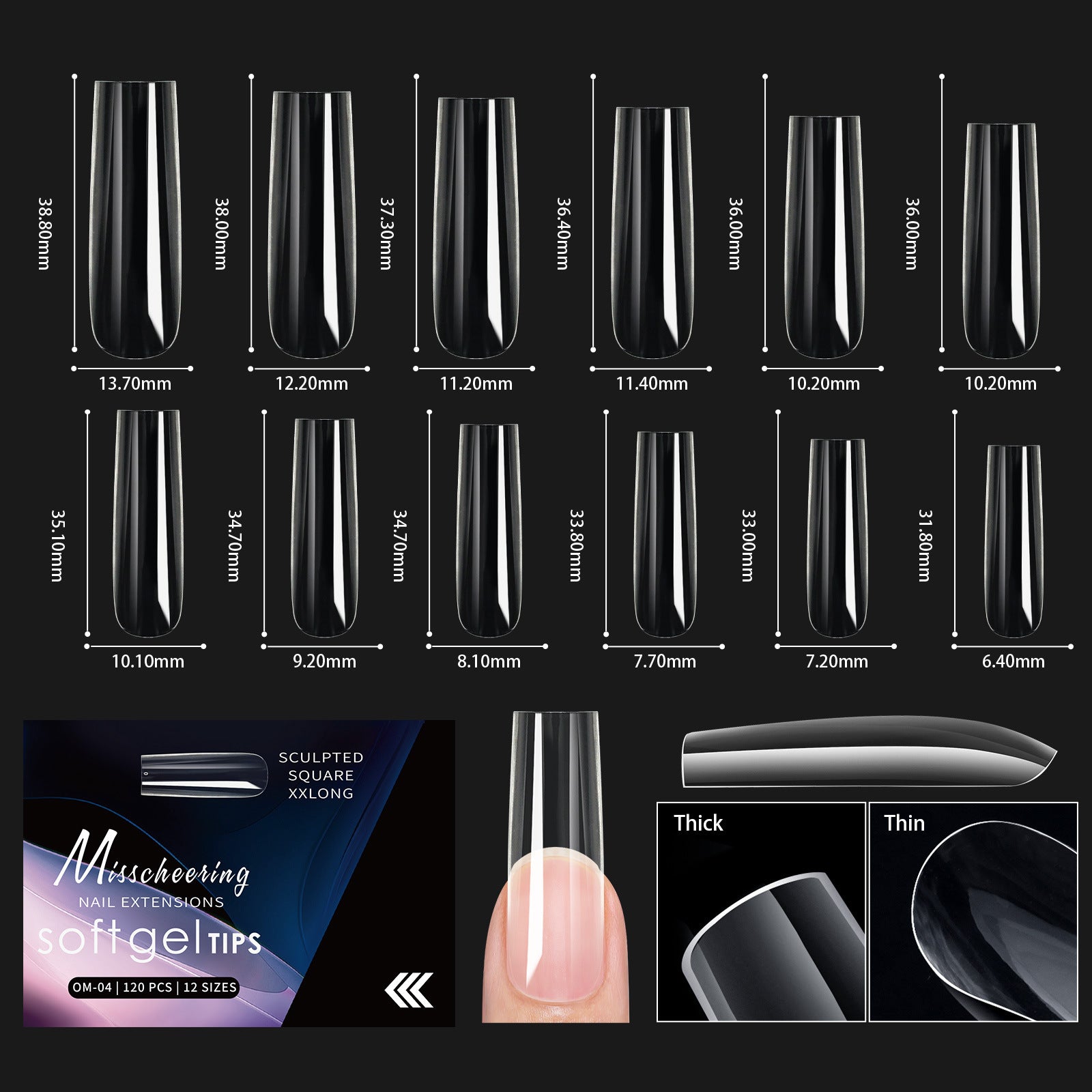 Arch-Shaped Transparent Nail Tips — Flawless, Seamless Salon-Quality Press-Ons