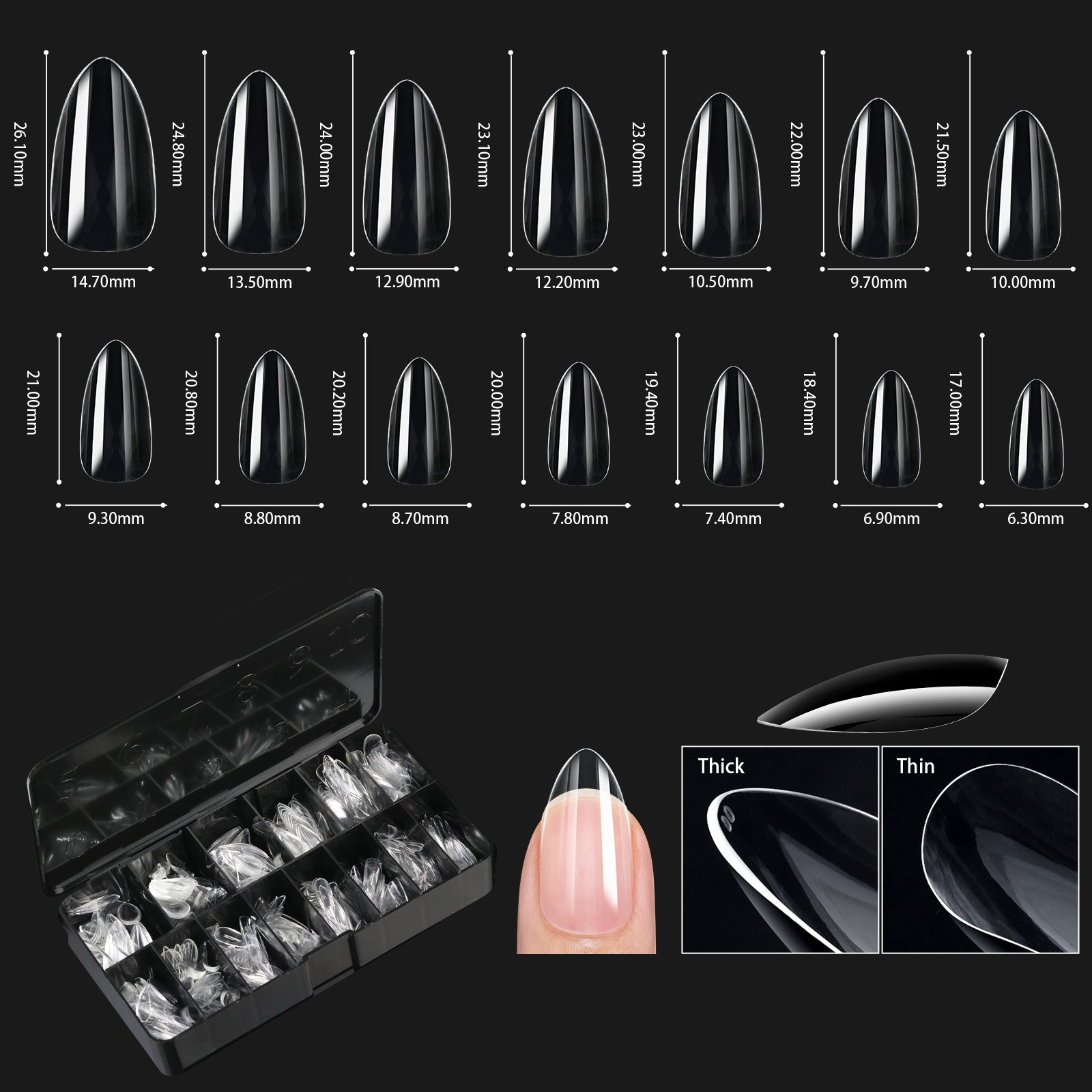 Shaped Transparent Nail Tips — Seamless Salon-Quality Press-Ons