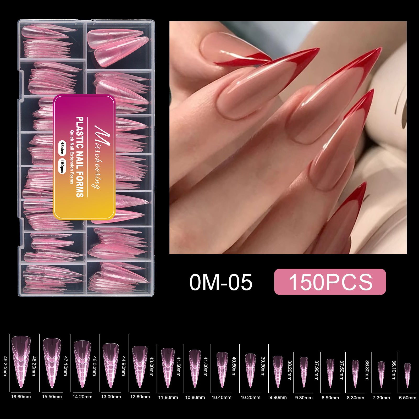 150PCS Pink Crystal Nail Forms — Fast, Flawless, Salon-Perfect Extensions