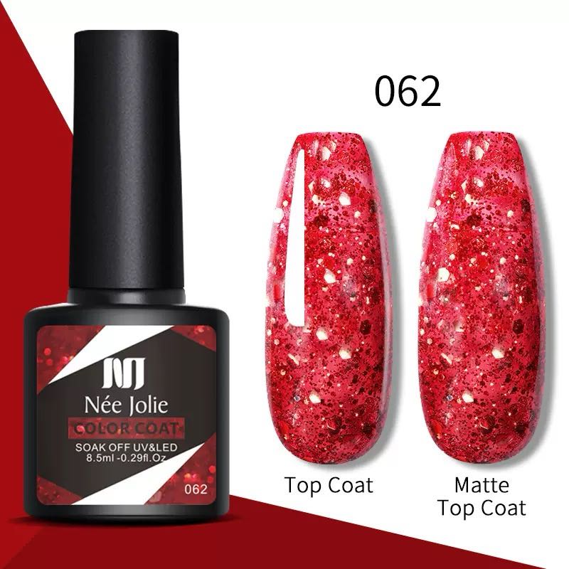 100 Colors Coat Nail Polish Pink Blue Jelly Glitter Gel, UV Manicure, 8.5ml