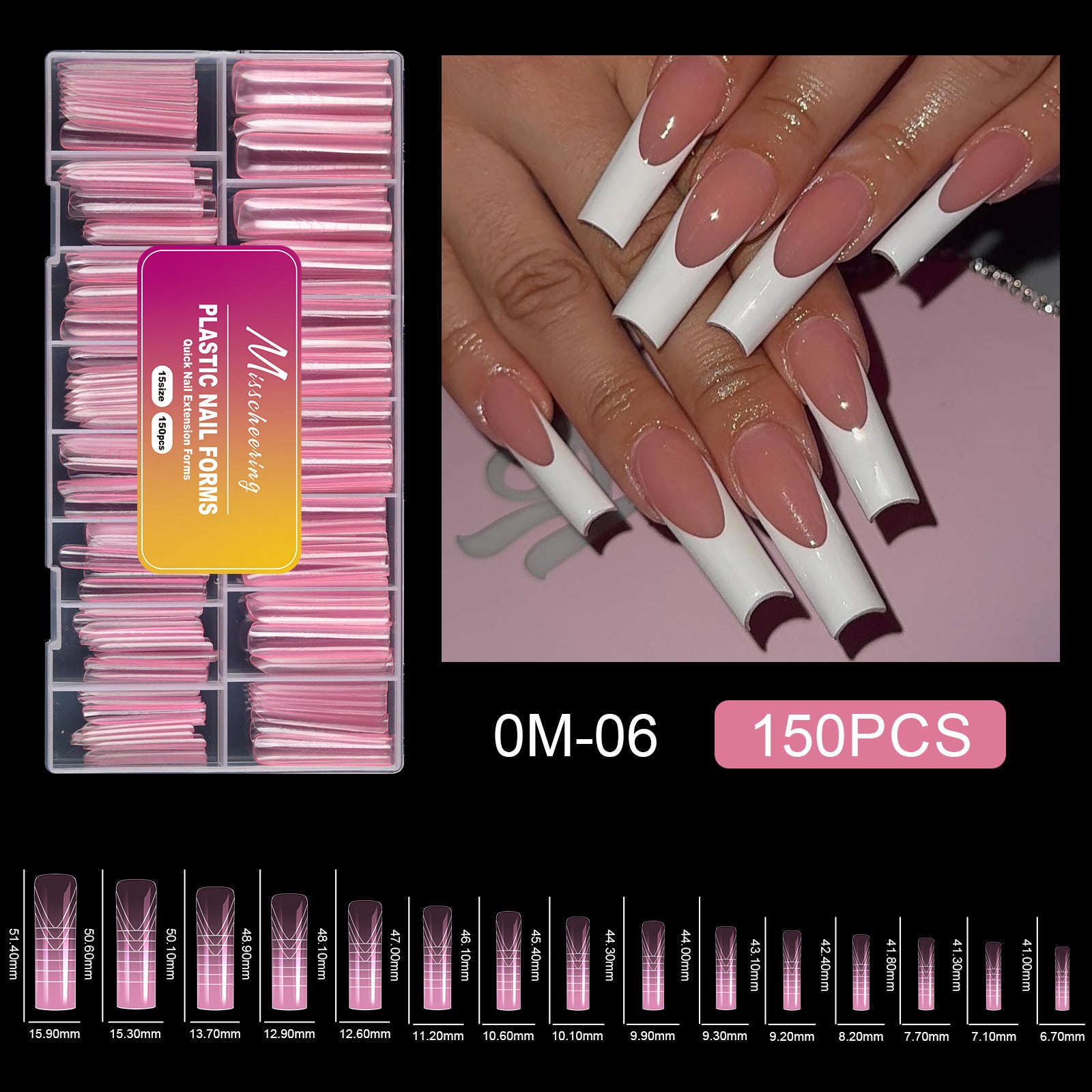 150PCS Pink Crystal Nail Forms — Fast, Flawless, Salon-Perfect Extensions
