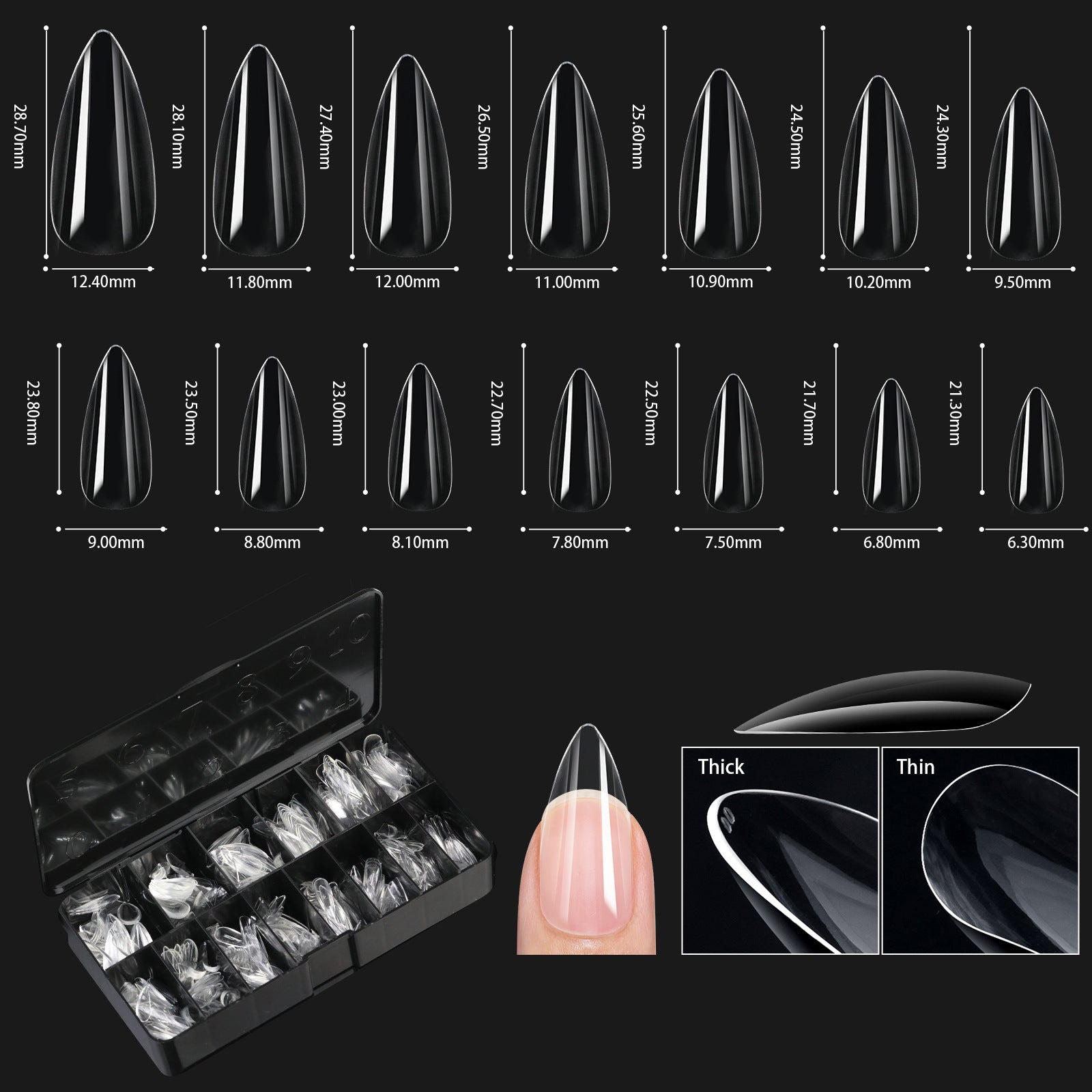Shaped Transparent Nail Tips — Seamless Salon-Quality Press-Ons