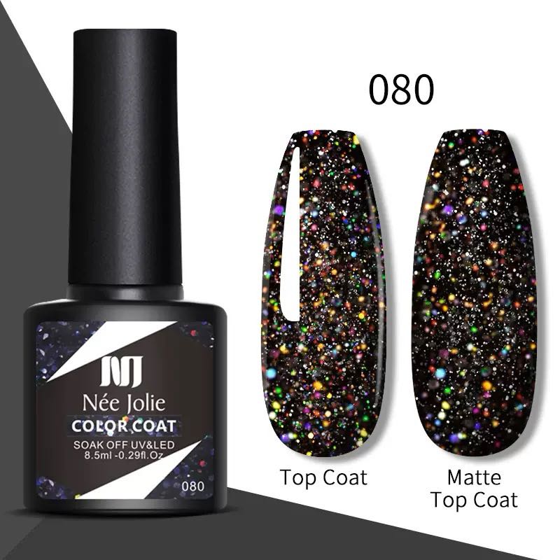 100 Colors Coat Nail Polish Pink Blue Jelly Glitter Gel, UV Manicure, 8.5ml