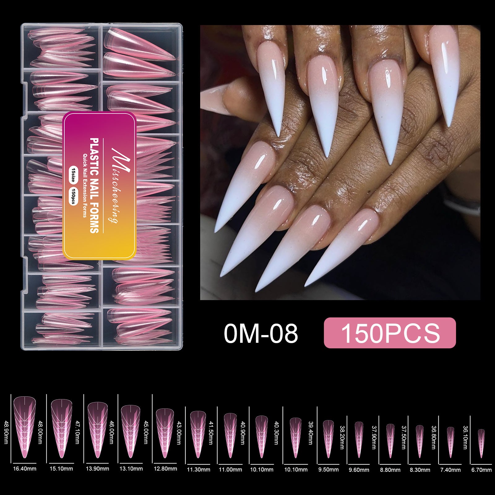 150PCS Pink Crystal Nail Forms — Fast, Flawless, Salon-Perfect Extensions