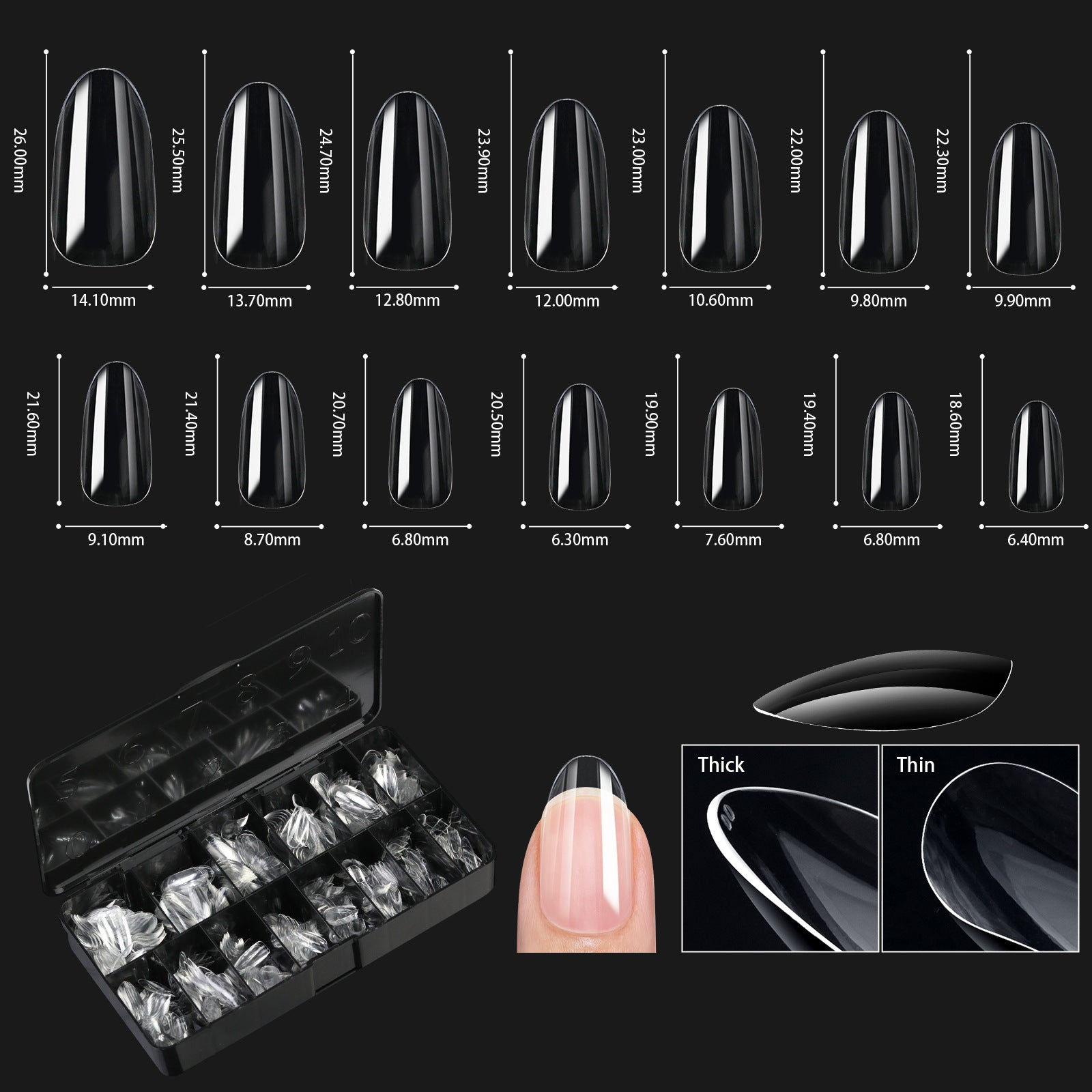 Shaped Transparent Nail Tips — Seamless Salon-Quality Press-Ons
