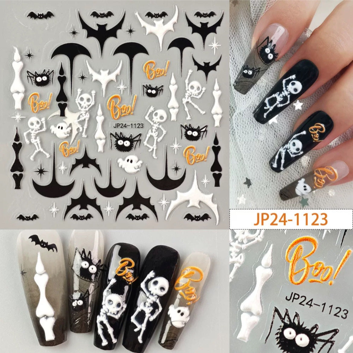 Halloween 3D Embossed Nail Stickers – Sassytip