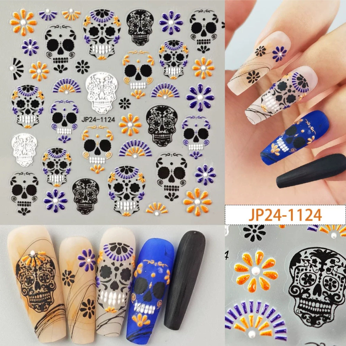 Halloween 3D Embossed Nail Stickers – Sassytip