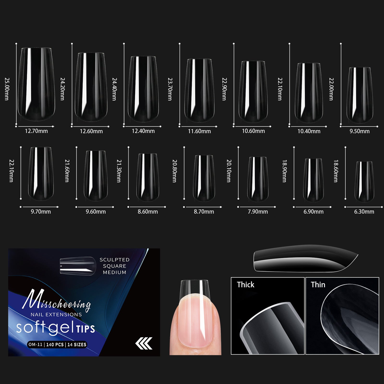 Arch-Shaped Transparent Nail Tips — Flawless, Seamless Salon-Quality Press-Ons