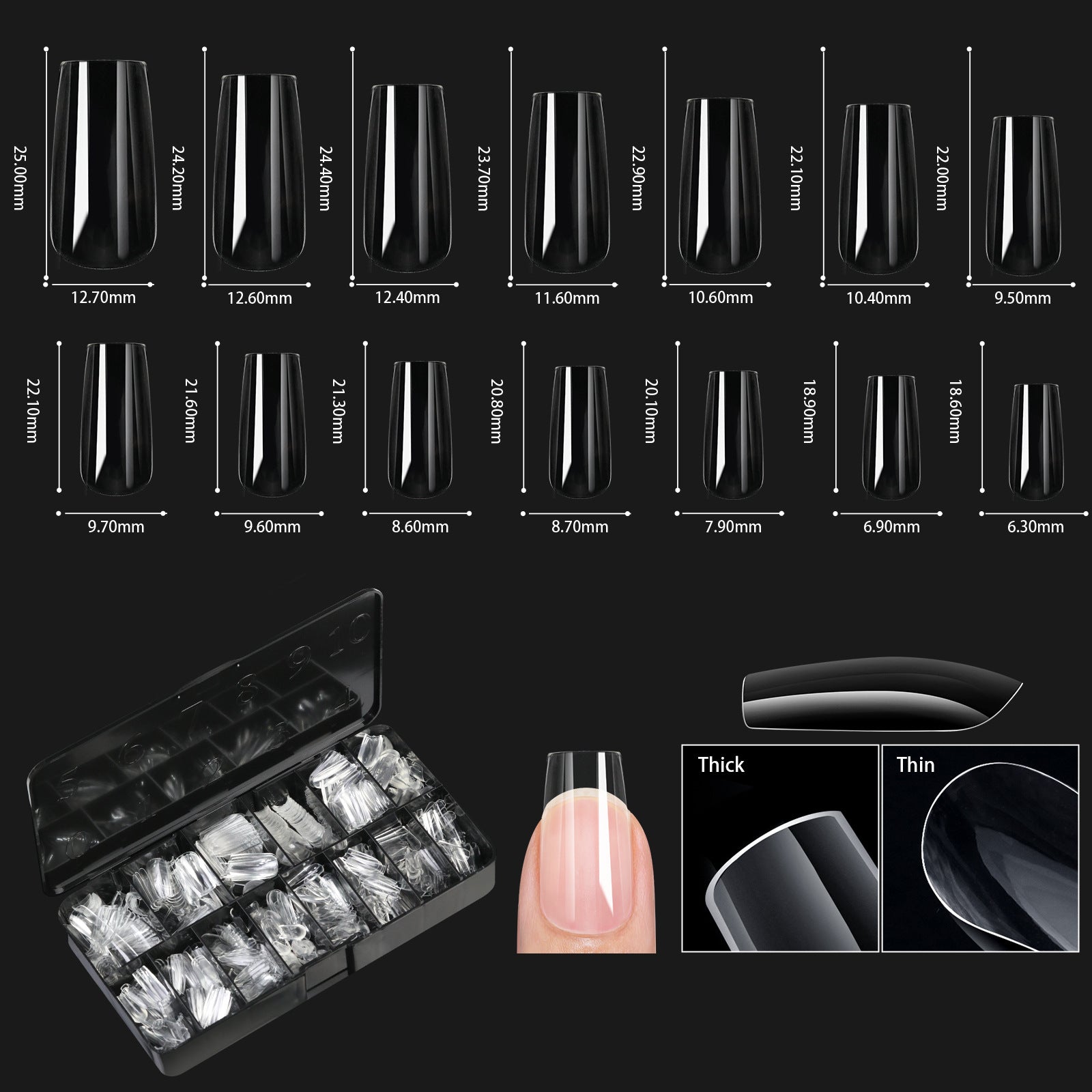Shaped Transparent Nail Tips — Seamless Salon-Quality Press-Ons