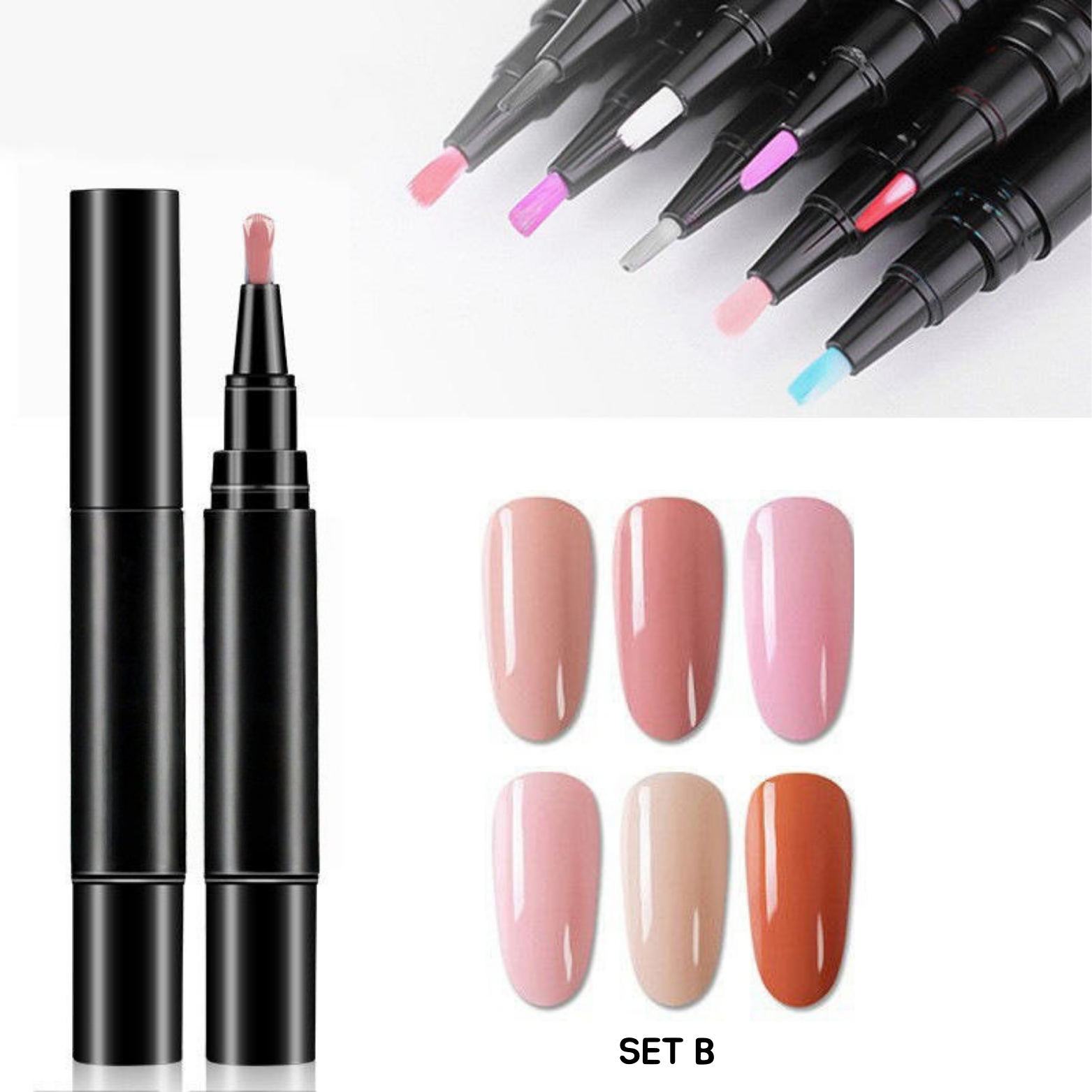 6 Pcs 3-IN-1 Nail Polish Pen Kit