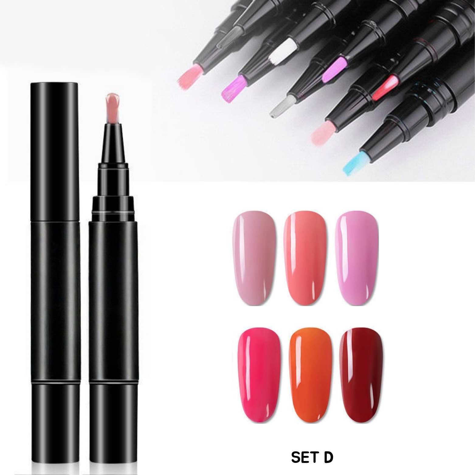 6 Pcs 3-IN-1 Nail Polish Pen Kit