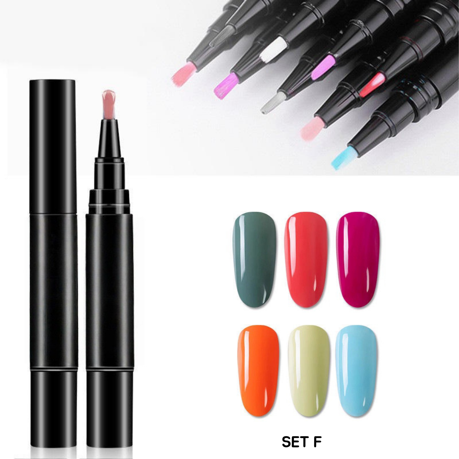 6 Pcs 3-IN-1 Nail Polish Pen Kit