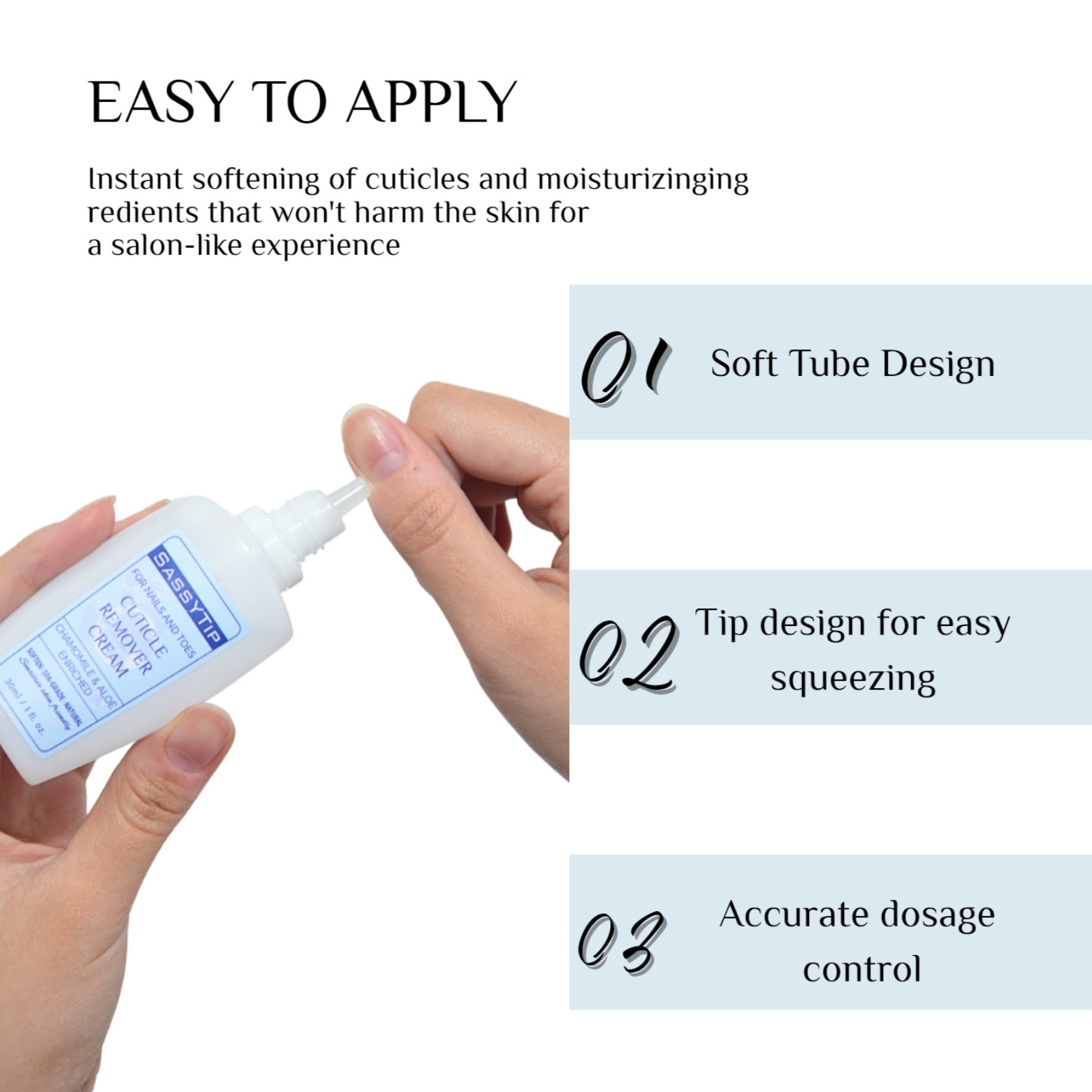 Close-up of SassyTip Cuticle Cream's rich texture, designed to deeply moisturize