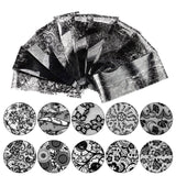 Black Lace Galaxy Foil Set — Nail Art Transfer Sheets (10 pcs, 20cm Mixed Designs)