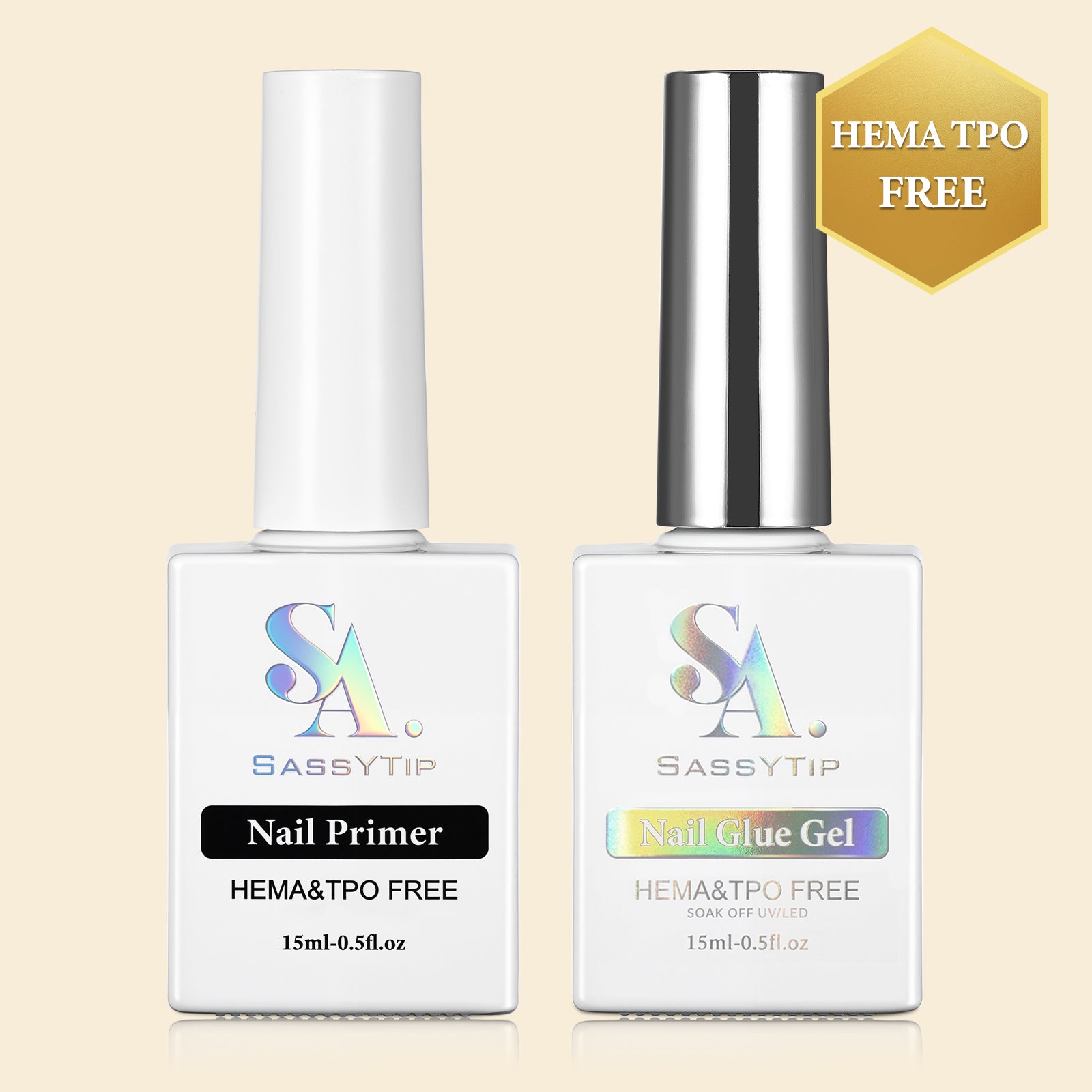 SassyTip HEMA TPO Free Nail Primer and Nail Glue Gel Set