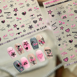 Glazed Silver Heart & Bow Nail Stickers