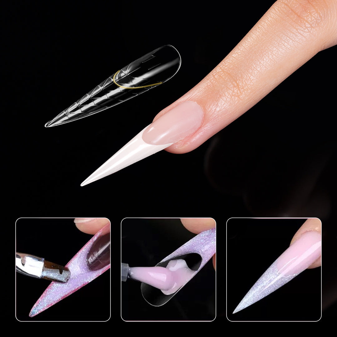 150PCS Pink Crystal Nail Forms — Fast, Flawless, Salon-Perfect Extensions