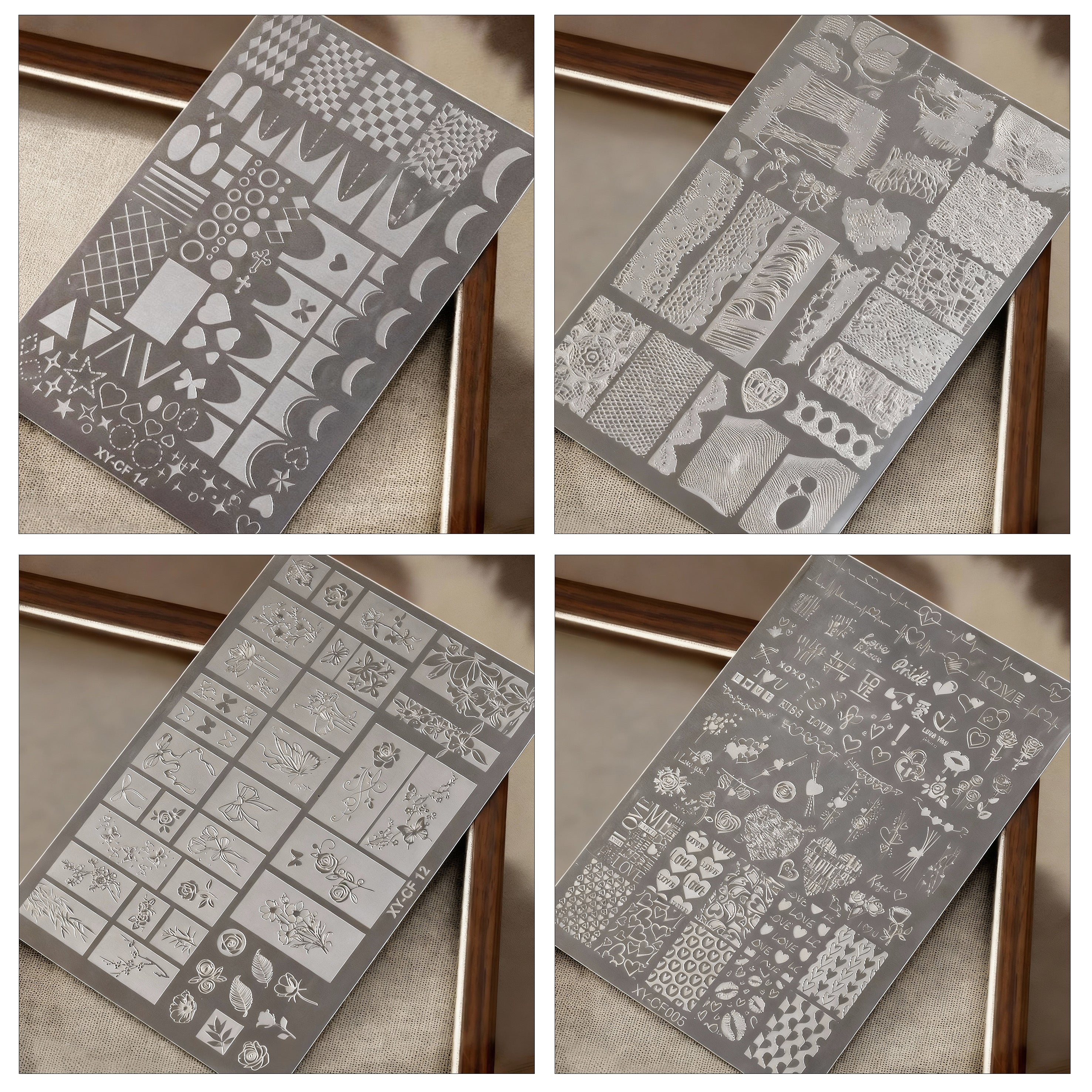 Premium Large Nail Stamping Plate with Backing Board - Cartoon & Oriental Bow Patterns Professional Nail Art Tool