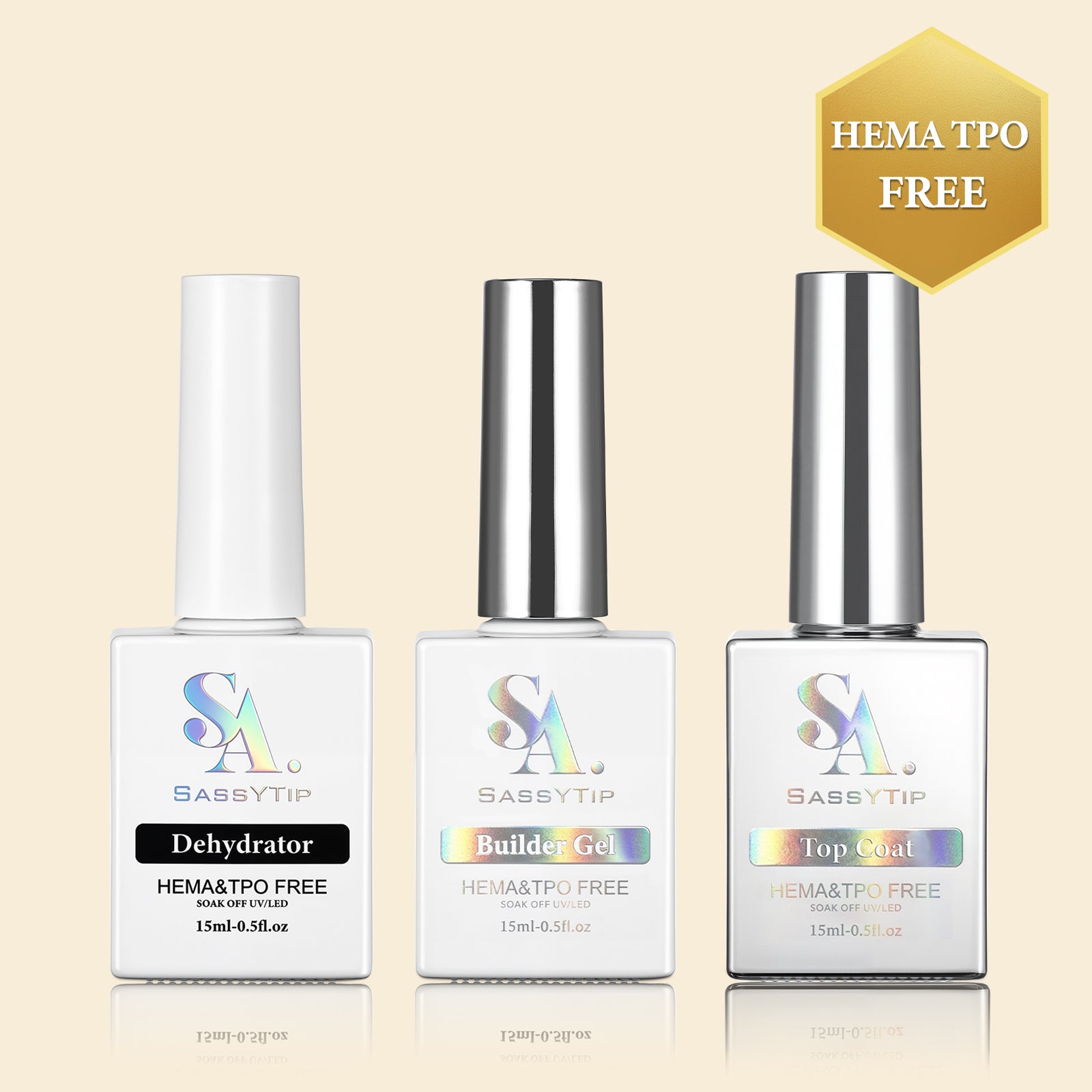 SassyTip Builder Gel Kit with Nail Dehydrator and Top Coat