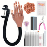 Kit de práctica de uñas acrílicas: modelo flexible y desmontable con 200 puntas, pegamento, pincel y tijeras.