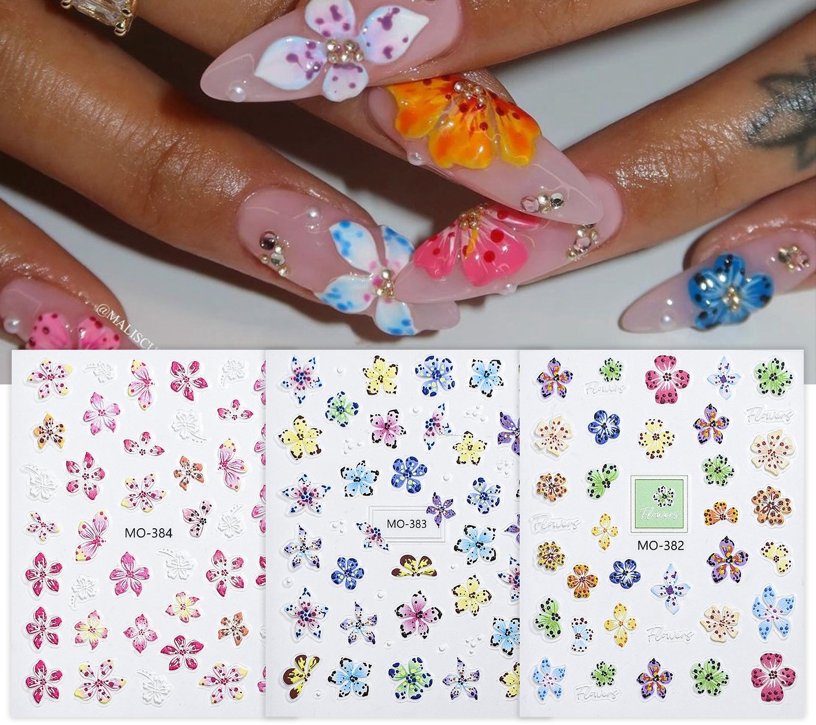 Floral Rhapsody Series — 3D Embossed Nail Stickers