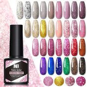 100 Colors Coat Nail Polish Pink Blue Jelly Glitter Gel, UV Manicure, 8.5ml