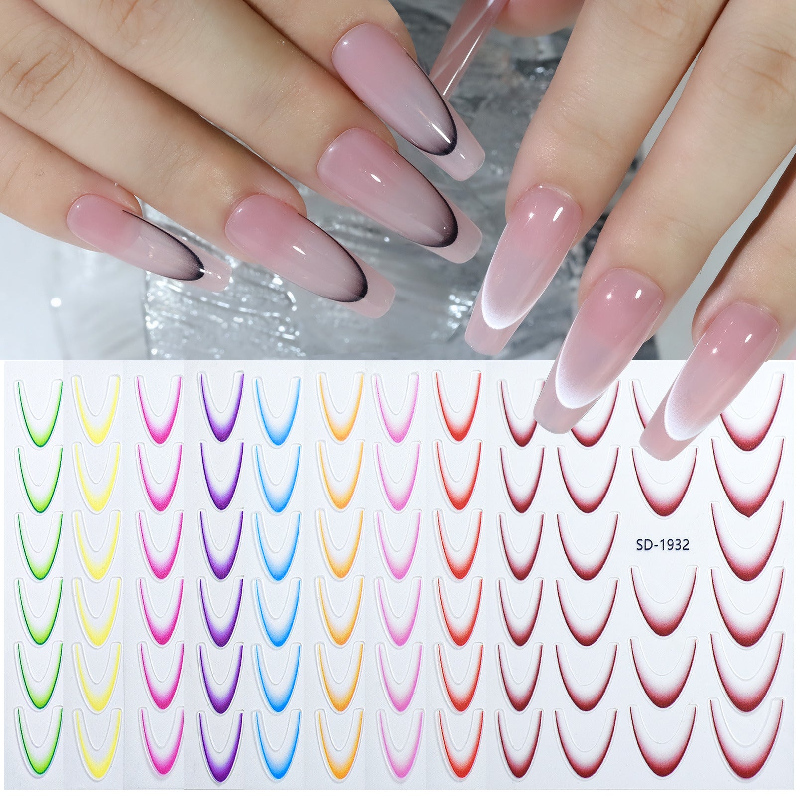 Waterproof French Tip Nail Stickers