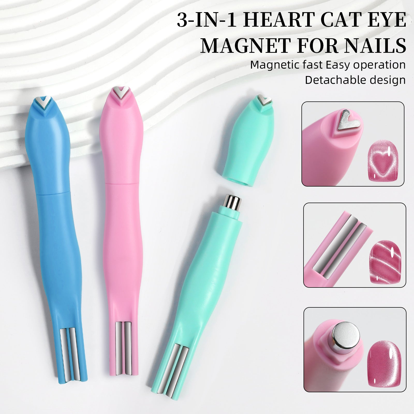Heart & Snake Pattern Cat Eye Magnet - Detachable Multi-Functional Nail Art Magnet