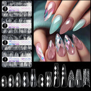 3D Diamond, Almond & Ballerina Long Press-On Nails — Salon-Quality at Home