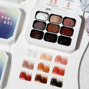 9-Grid Monet Garden Nail Art Sticker - Macaron Gradient Watercolor Design, No-Wipe Gel Colors