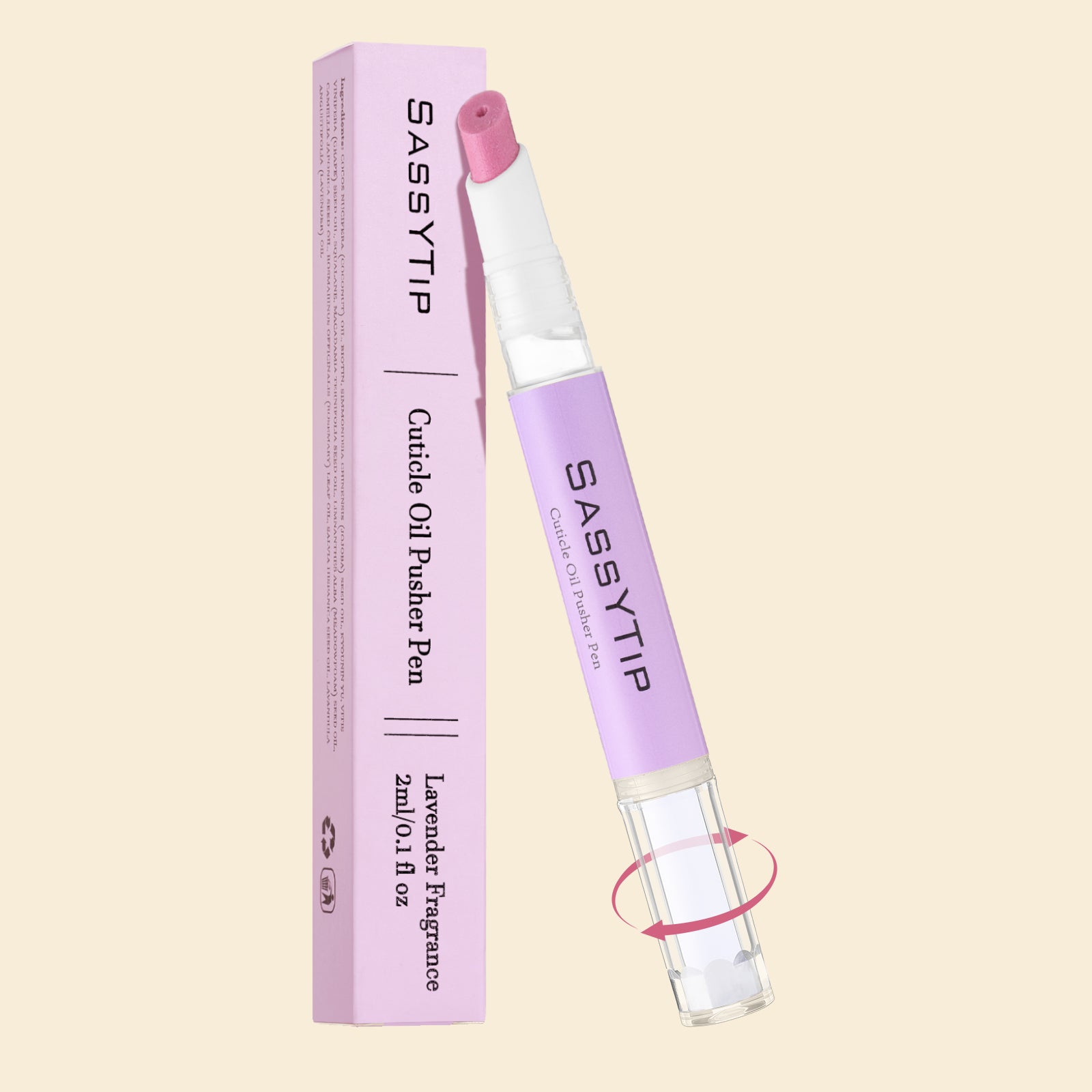 SassyTip Cuticle Pusher Pen 3.0, Lavender