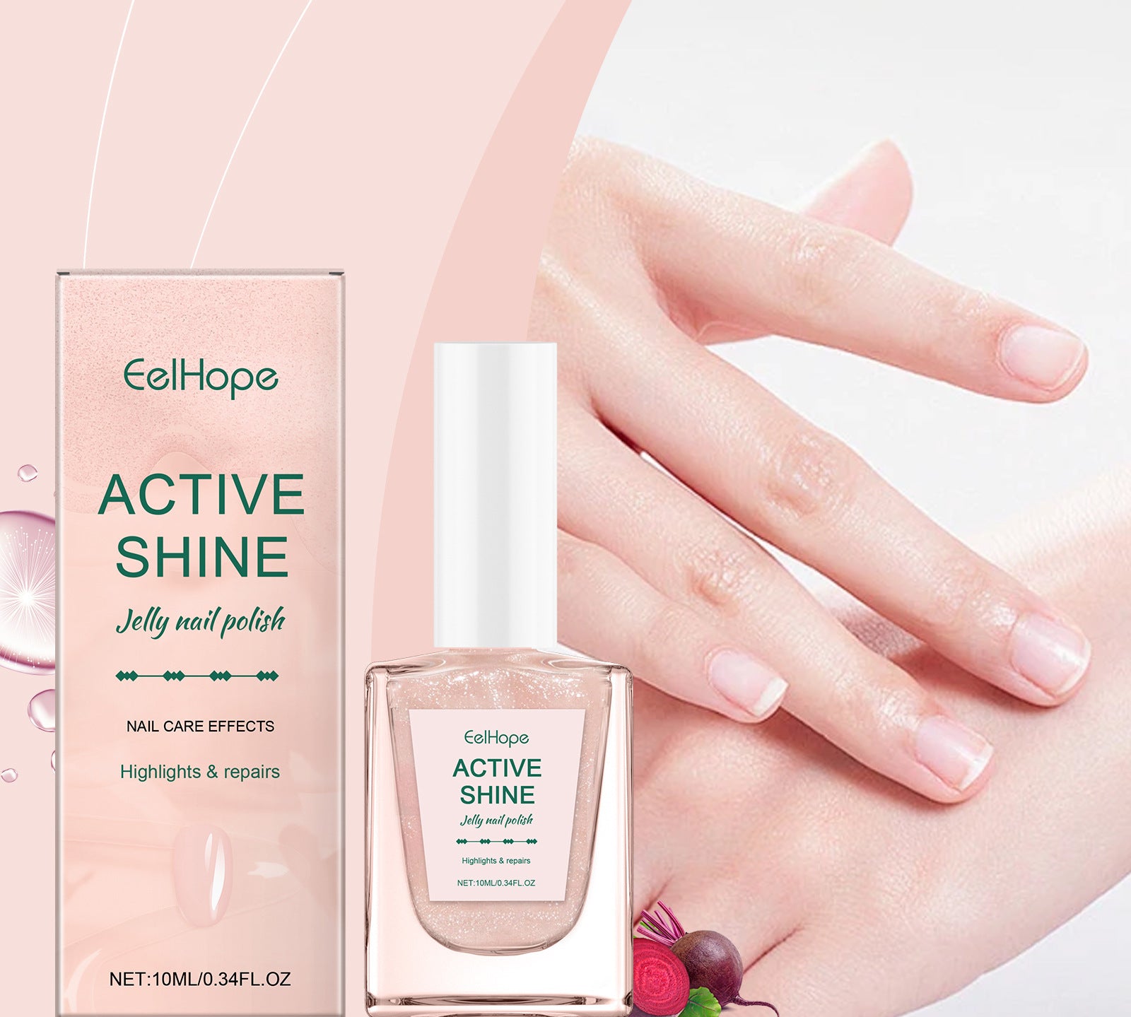 SassyTip water-based nail polish collection, featuring transparent pink jelly shades
