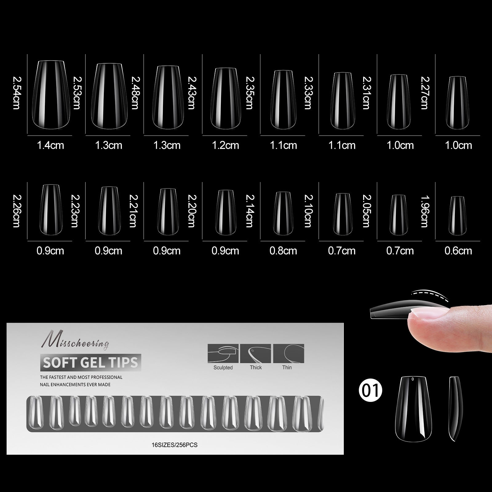 Best-Selling Curved Matte Nail Tips — 16 Sizes, 256pcs Full Coverage