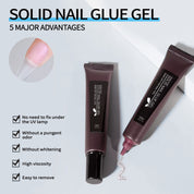 Solid-State Nail Adhesive Gel – Long-Lasting Bond for Rhinestones & Nail Tips, Strengthens Without Damage