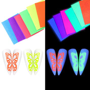 Holographic Neon Butterfly Nail Stickers Set