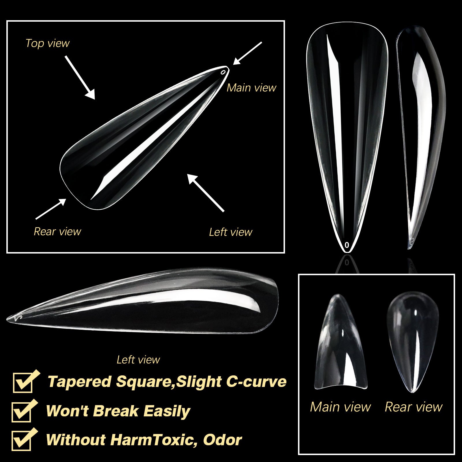 Shaped Transparent Nail Tips — Seamless Salon-Quality Press-Ons
