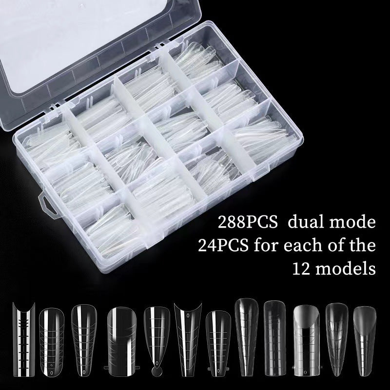 Complete Nail Extension Kit – 288 Dual Forms + Fiber Gel + UV Lamp + 9-Piece File Set