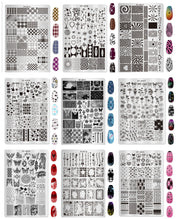 Premium Large Nail Stamping Plate with Backing Board - Cartoon & Oriental Bow Patterns Professional Nail Art Tool