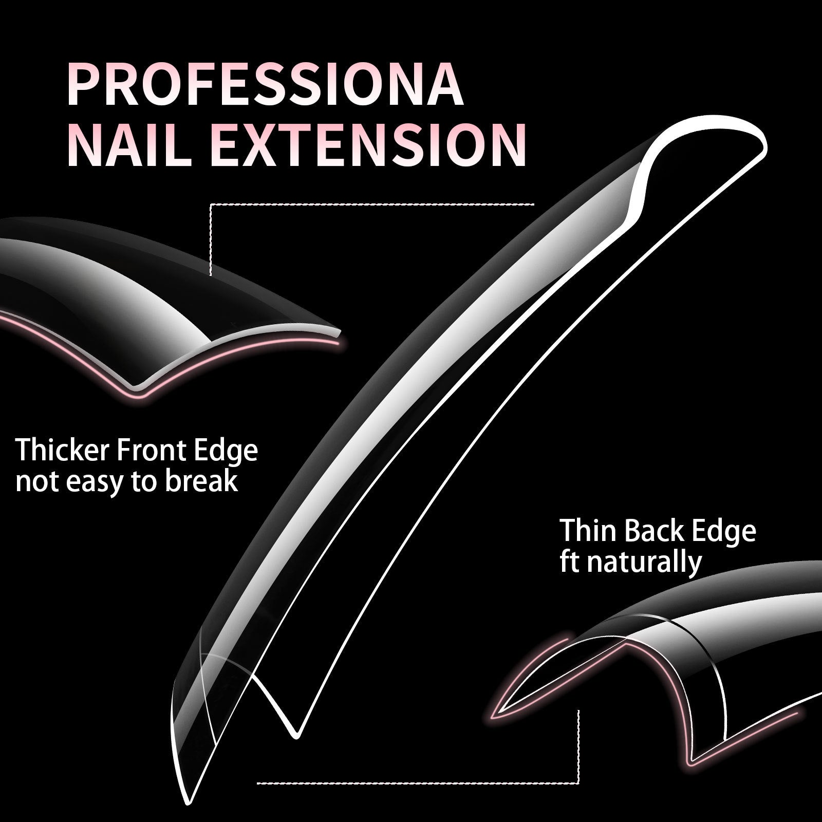 Duckbill Nail Tips Set - 504pcs Short/Medium Unique Shape Press-On Nails